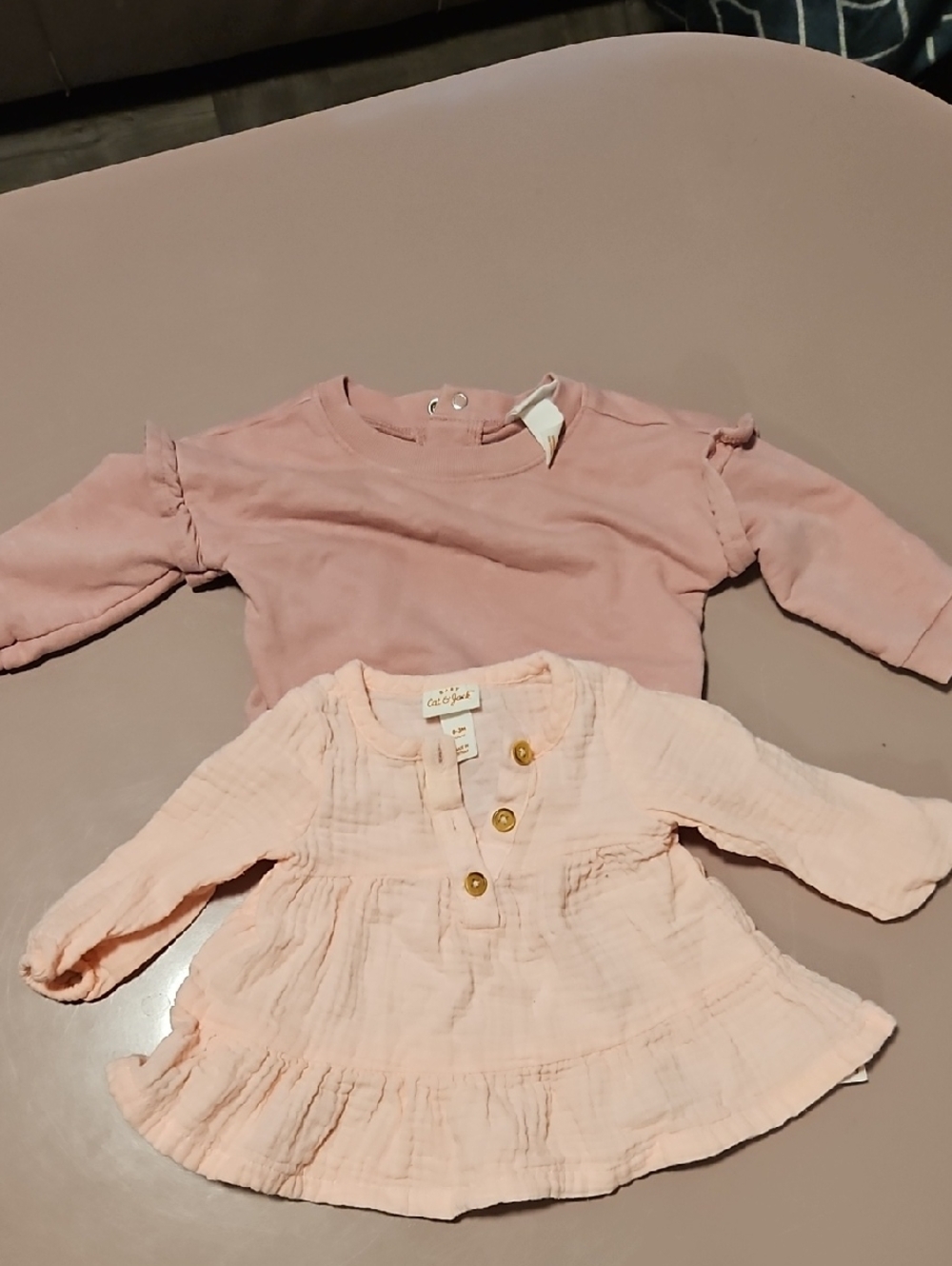 Cat & Jack Pink Layered Baby Tops - Light Pink and Dusty Rose